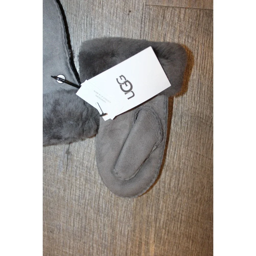 UGG SUEDE FUR LINED MITTENS NEW GRAY SZ 2/4 UNISEX‎ GIRLS BOYS $95
